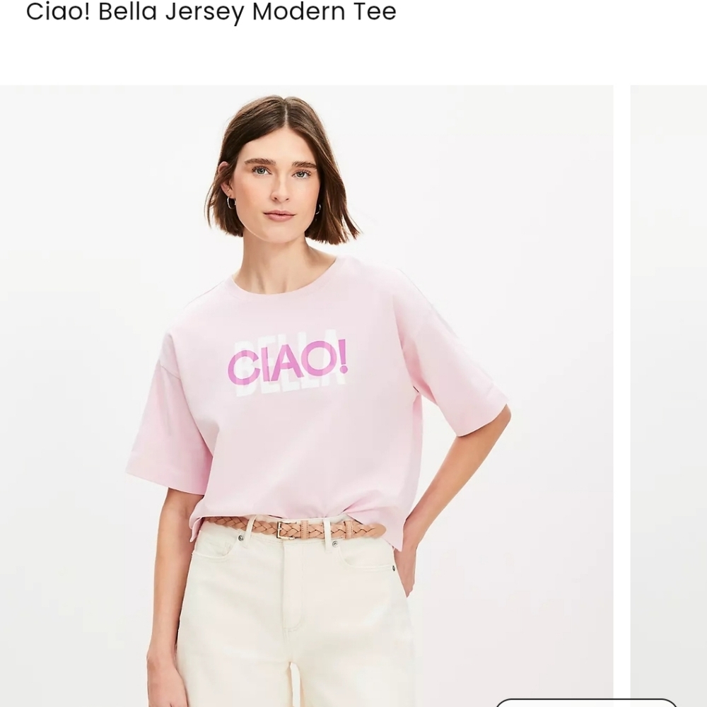 LOFT Light Pink Tee with Bold Graphic